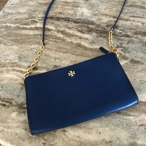 Tory Burch navy  leather strap purse.